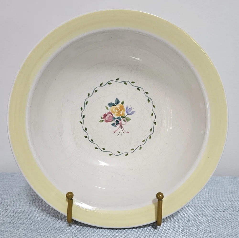 Vtg. Pfaltzgraff Rosehaven Floral‎ USA Large Vegetable Bowl Heritsge White 9
